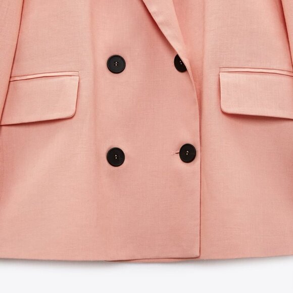 NWT Zara Double Breasted Linen Blend Blazer - Picture 8 of 13